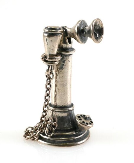 Sterling Miniature Antique Candlestick Telephone