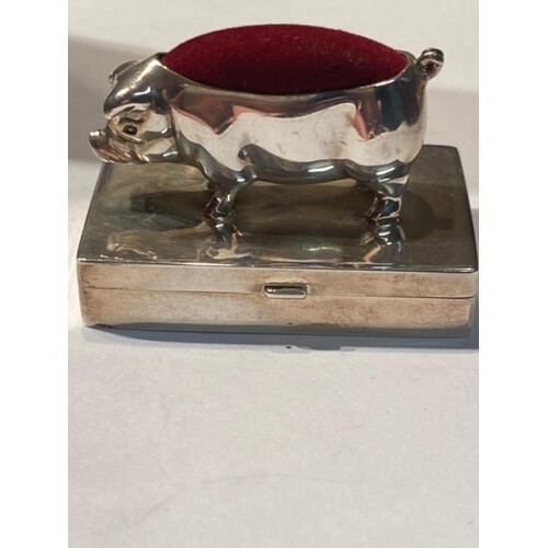 Sterling Silver Pig Trinket box with Pin cushion on the pigs...