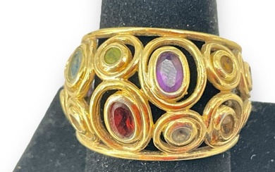 Sterling Silver and Semi-Precious Stones Dinner Ring