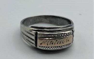 Sterling Silver with Gold Front Band Ring Size 10.5