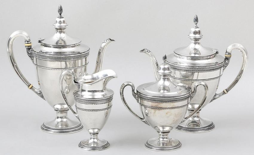 Sterling silver four piece tea set