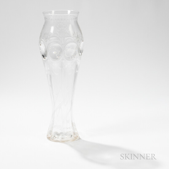 Steuben Blown and Engraved Glass Vase