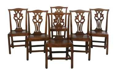 Suite of Six George III Oak Dining Chairs