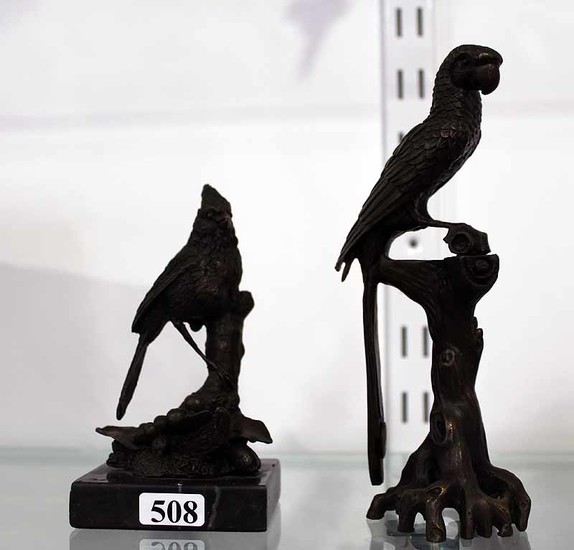 TWO FRENCH BRONZE EXOTIC BIRD FIGURES