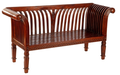 (-), Teak empire style hall bench, 170 cm...
