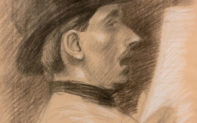 Théophile Alexandre STEINLEN 1859 - 1923 Homme au chapeau lisant
