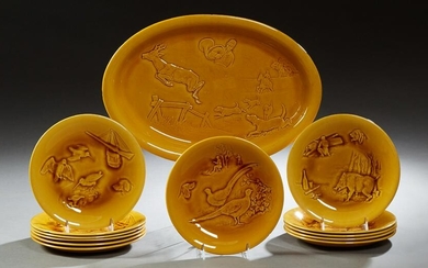 Thirteen Piece French Ceramic Dinnerware Set, 20th c.