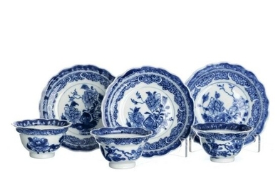 Three Chinese porcelain cups and saucers, Qianlong