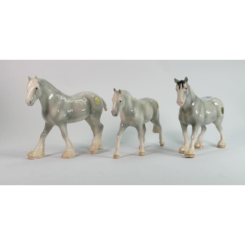 Three John Beswick grey horses (3)