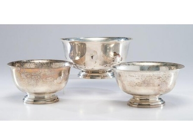 Three Sterling Silver Revere Bowls