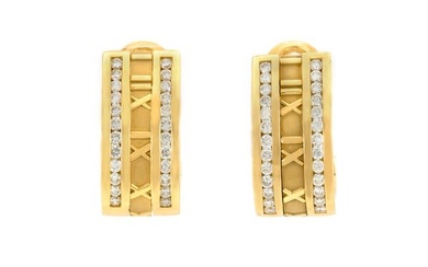 Tiffany & Co. Atlas Numeric Gold Earrings with Diamonds