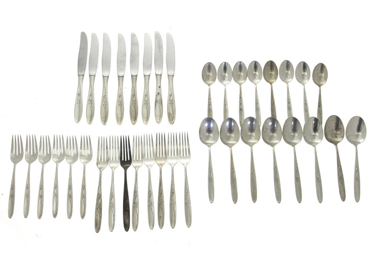 Towle American Sterling Silver Cutlery Flatware, Rose Solitaire Pattern.