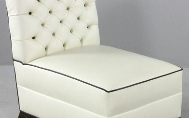 Tufted White Vinyl Occasional Chair