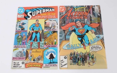 Two 1986 DC Comics, Superman in the historic last issue #423. Superman starring in Action Comics #583 both written by Alan Moore.