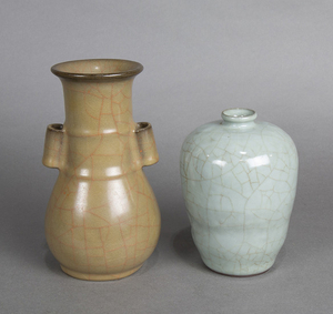 Two Chinese Crackle Glazed Vases
