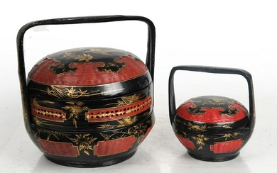 Two Chinese Round Stacking Box Sets