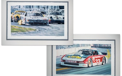 Two Matted Artist's Proof Prints Featuring Paul Newman's Race Cars