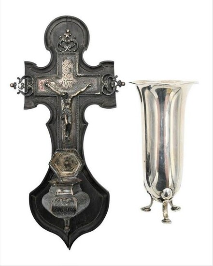 Two Piece Lot, to include silver crucifix mounted on