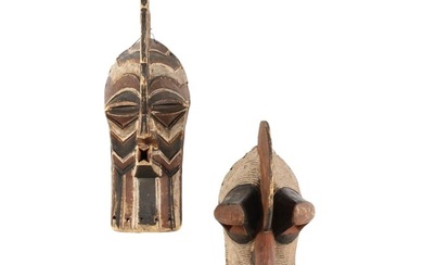 Two Vintage African Kifwebe Ceremonial Masks