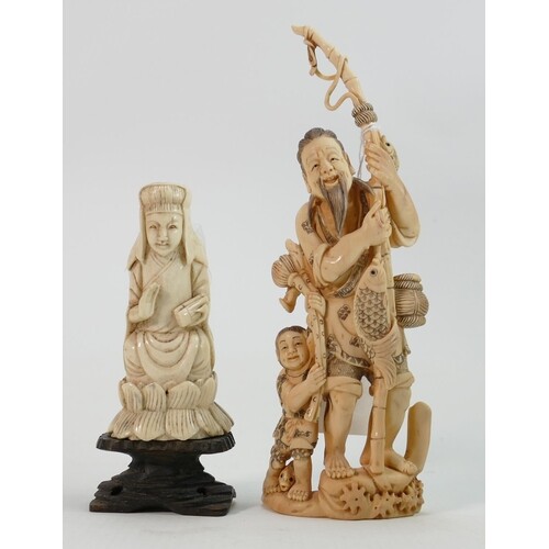 Two antique Chinese ivory figures: Late 19th/early 20th cent...