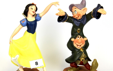 Two boxed porcelain figures from The Classics of Walt Disney collection - Snow White and The Seven Dwarfs, 'Snow White the fairest one of al
