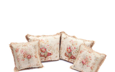 Two pairs of cushions of Aubusson tapestry 19th century