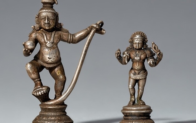 Two small South Indian silver figures. 19th/20th century