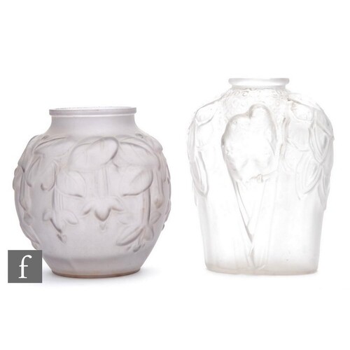 Unknown - A French Art Deco frosted glass vase, the moulded ...