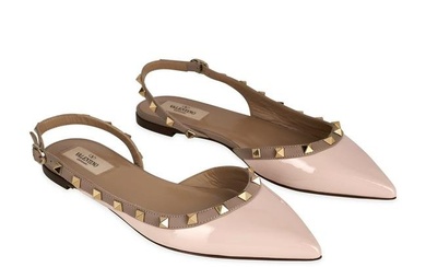 VALENTINO ROCKSTUD SLINGBACK FLATS Condition grade A - unworn. Size 39. Pale pink patent leat...