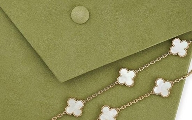 VAN CLEEF & ARPELS, A MOTHER OF PEARL ALHAMBRA NECKLACE in 18ct yellow gold, the chain