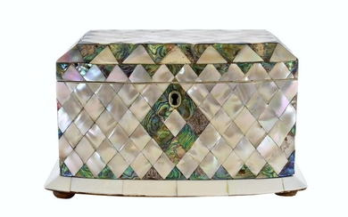 VICTORIAN ABALONE AND MOTHER-OF-PEARL TEA CADDY