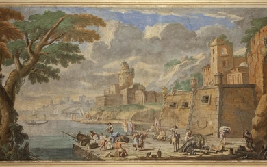 VISENTINI ANTONIO (1688-1782) "Scena di porto