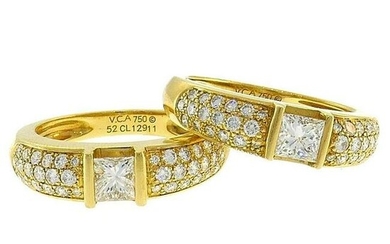 Van Cleef & Arpels Diamond Yellow Gold Band Ring Duo