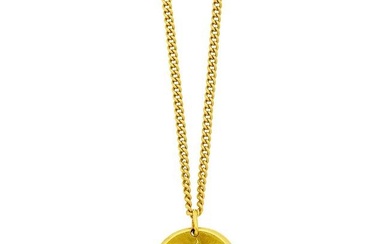 Van Cleef & Arpels Gold Taurus Zodiac Pendant, France, with Long Gold Chain Necklace