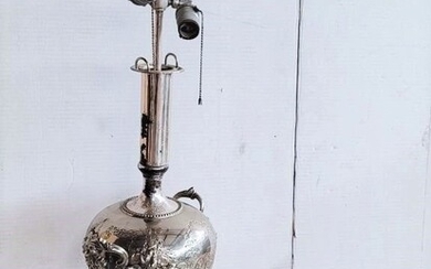 Antique silver plated samovar table lamp