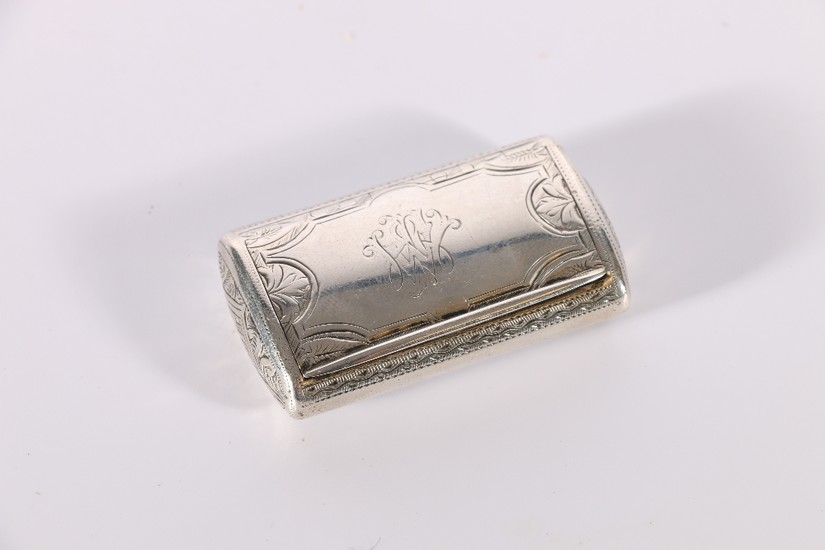 Victorian silver snuff box of domed rectangular form with in...