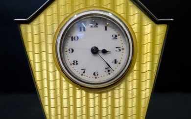 Vintage Art Deco Enamel & Sterling Silver Travel Clock