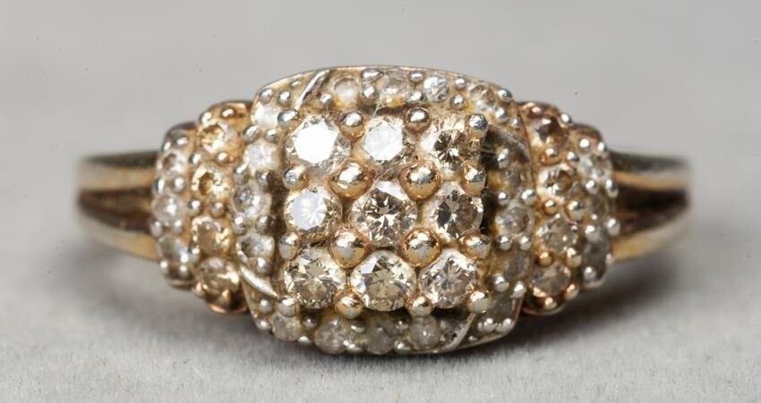 Vintage Gold-Over-Silver Vermeil Diamond Ring