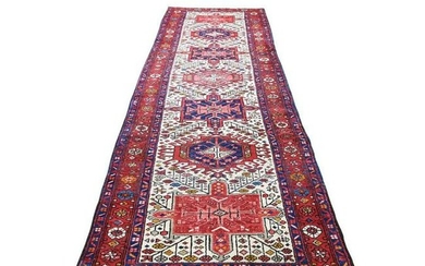 Vintage Persian Karajeh Pure Wool Hand-Knotted Runner