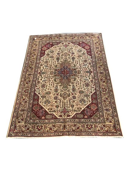 Vintage Persian Tabriz rug, traditional Tabriz geometric design on...