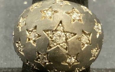 Vintage Sterling Silver Crystal Star Ring