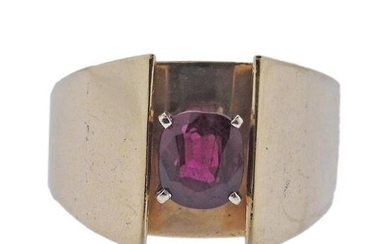 Vintage Synthetic Ruby 14k Gold Ring