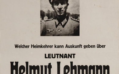 WORLD WAR II GERMAN LIEUTENANT ‘MISSING’ POSTER