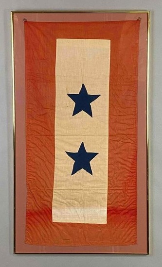 WWII Embroidered Two Star Blue Star Military Flag