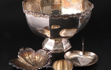 Wallace Bros. Silver Plate Leaf Bowl and Other Silver Plate Table Accessories