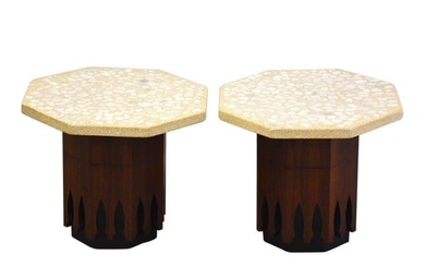 Walnut and Terrazzo End Tables by Harvey Probber - a Pair