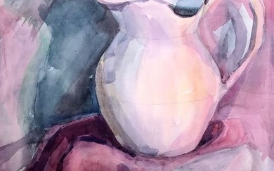 Watercolor painting Colorful still life Unknown artist