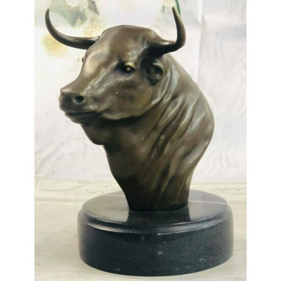 Western Bull Head Bronze Sculpture