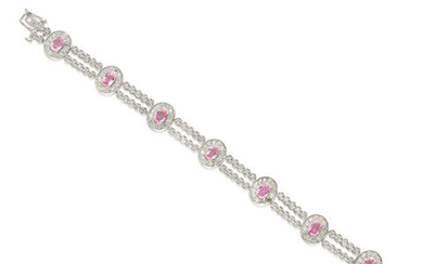 White Gold, Pink Sapphire and Diamond Bracelet