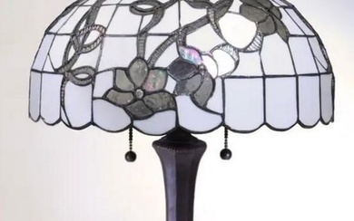 White and Silver Chelsea Tiffany Style Table Lamp